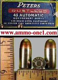 .45 auto, peters, nickel case, one cartridge