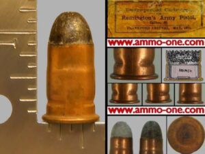 .50 rem. army, f.a., benet internal primed, clean bullet, one cartridge not a box!