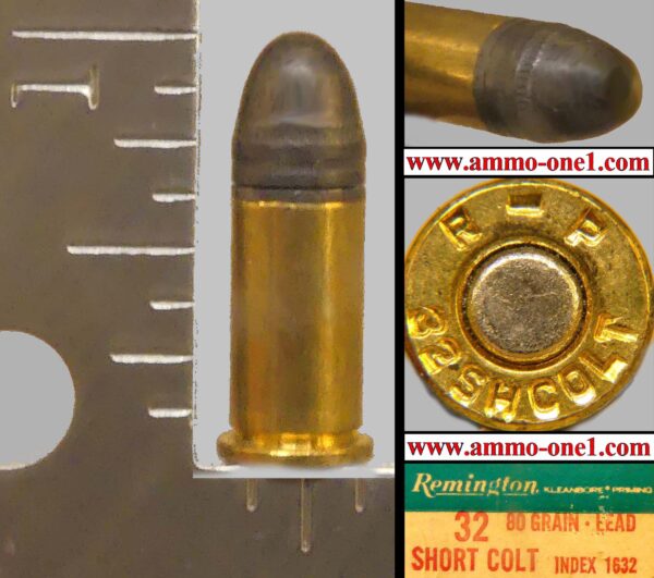 .32 short colt, "r p" h/s by remington, one cartridge not a box.
