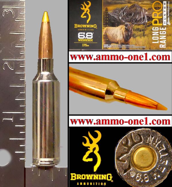 6.8 western, with elk h/s by browning, one cartridge not a box!