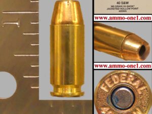 .40 smith & wesson, "federal 40 s&w" h/s by federal cartridge co., hi shok jhp, one cartridge, not a box. .40 smith & wesson, "federal 40 s&w" h/s by federal cartridge co., hi shok jhp, one cartridge, not a box.