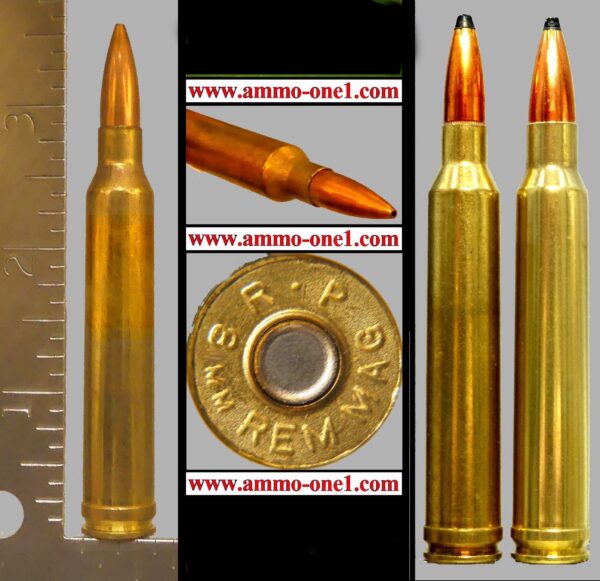 7mm stw, "wildcat" with "r p 8mm rem. mag" h/s, jhp, one cartridge not a box!
