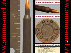 .220 swift dummy by remington, no primer pocket, jhp, dull, scratches one cartridge not a box!