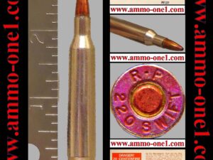 .220 swift "pfoof" by remington, nickel case, jhp, *warning*, one cartridge not a box!