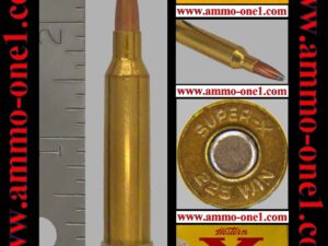 .225 winchester by western/winchester, pre 1964 "super x" h/s, 55gr. jsp, mint, bright with some *patina*, not junk! one cartridge not a box.