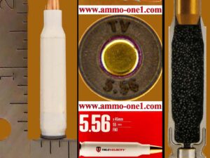 (b006) 5.56 nato by true velocity, composite case, “tv 5.56" h/s, fmj bullet, one cartridge not a box, *no writing on the case. live not sectioned. see below details.*