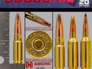 .338 arc by hornady (new for very late 2024/early 2025) subsonic; massive 307 grain sub x projectile. one cartridge not a box! .338 arc by hornady (new for very late 2024/early 2025) subsonic; massive 307 grain sub x projectile. one cartridge not a box!